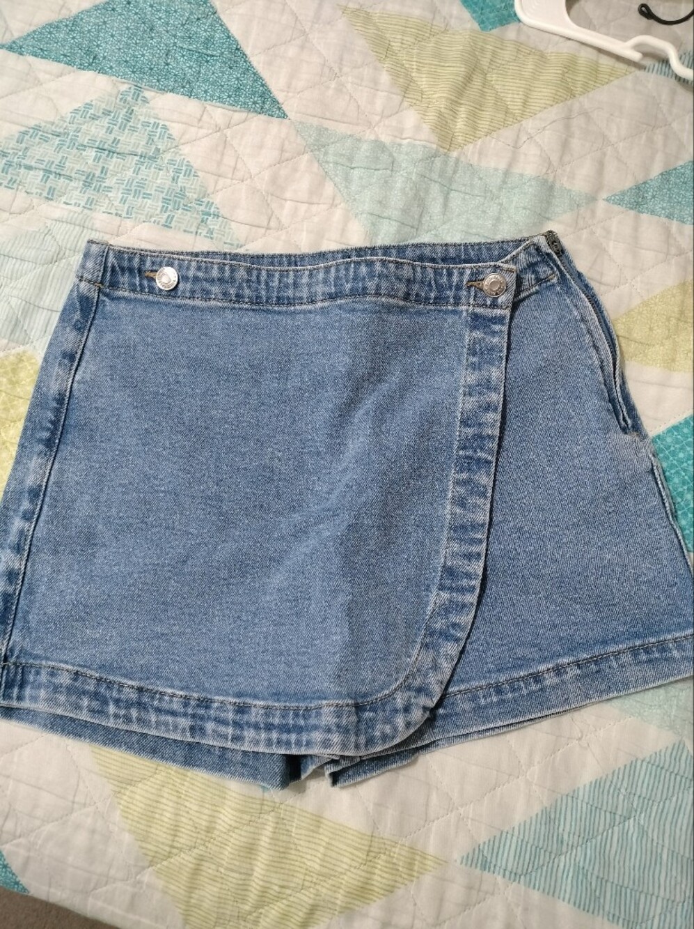 Light Wash Denim Wrap Skort